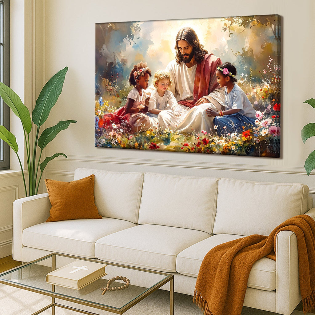 Jesus With Children Faith Wall Art VI - Two & Gathered