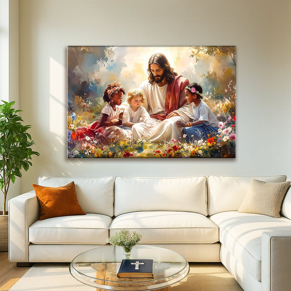 Jesus With Children Faith Wall Art VI - Two & Gathered