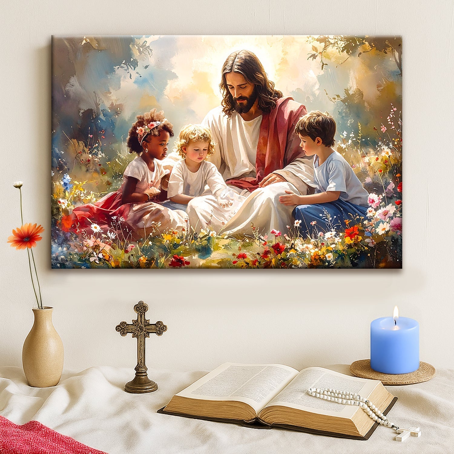 Jesus With Children Faith Wall Art VIII - Two & Gathered