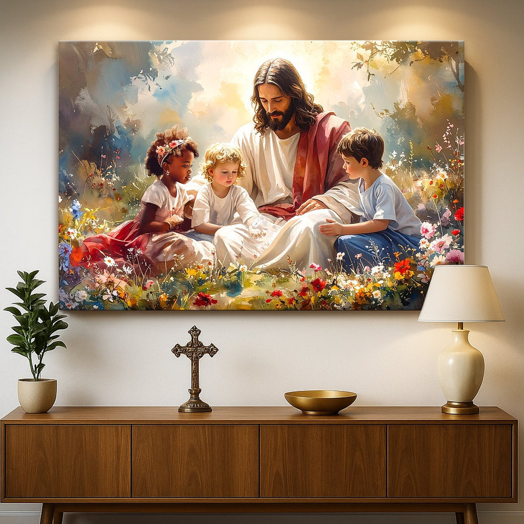Jesus With Children Faith Wall Art VIII - Two & Gathered