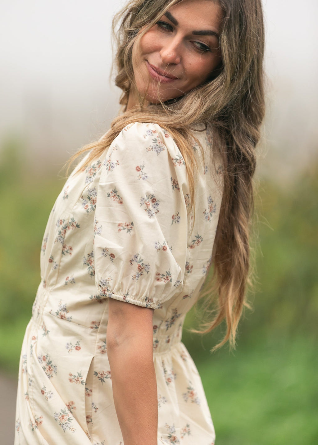 Katrina Half Sleeve Floral Midi Dress - Two & Gathered