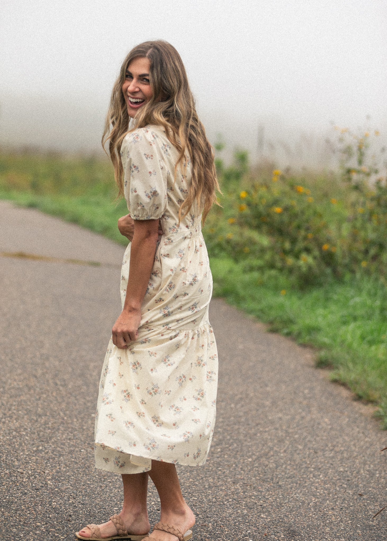 Katrina Half Sleeve Floral Midi Dress - Two & Gathered