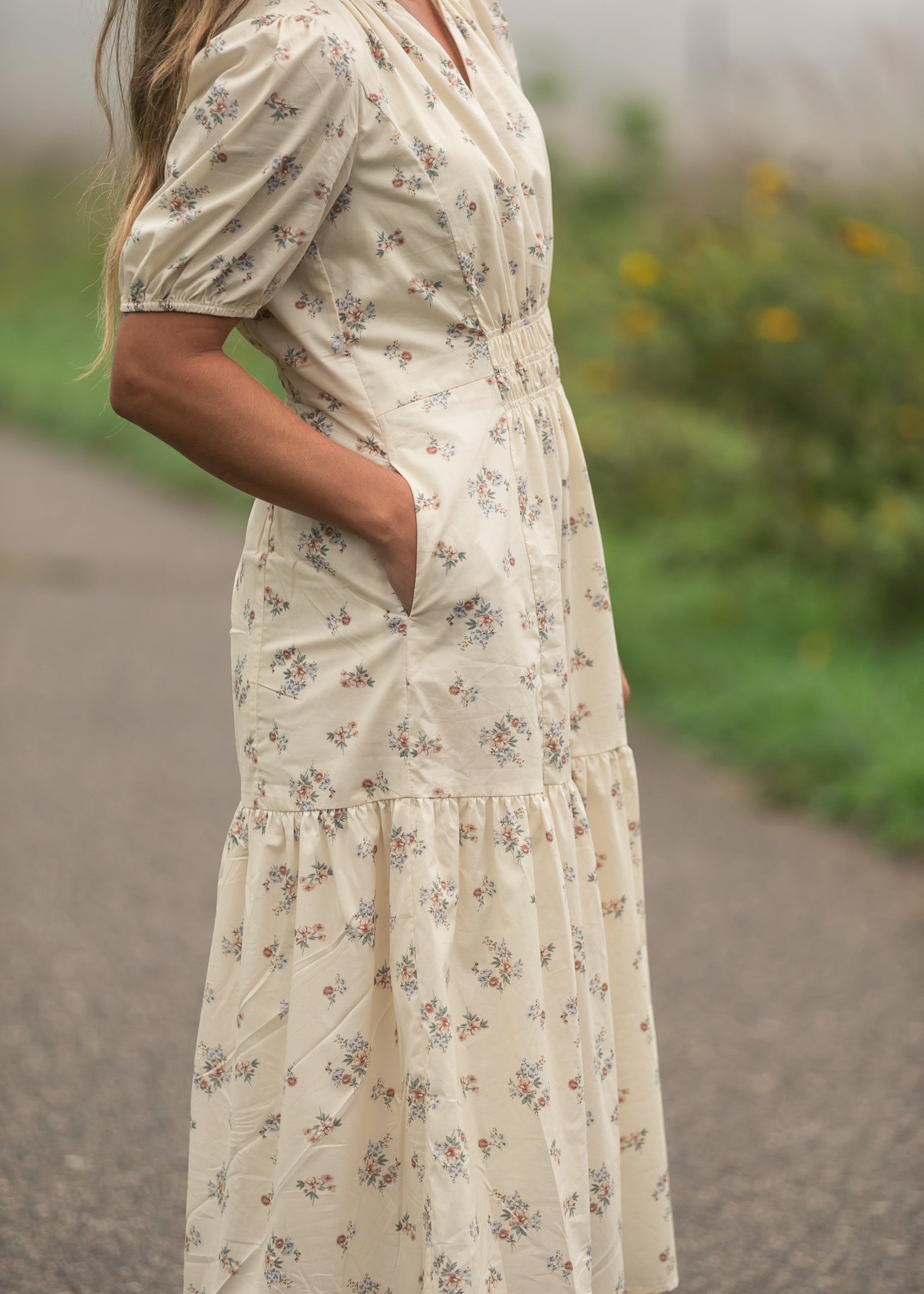 Katrina Half Sleeve Floral Midi Dress - Two & Gathered