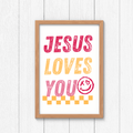 Kendall's Collection Jesus Loves You Sign | Inspirational Wall Art | Christian Home Decor | Faith - Based Gift | Christian Decor for Living Room, Bedroom, or Office - Two & Gathered