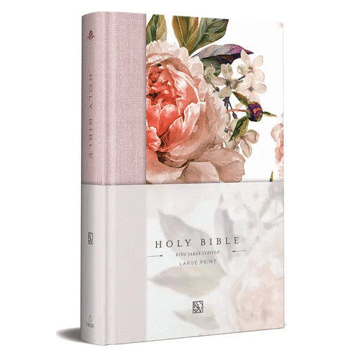 KJV Holy Bible, Large Print Medium Format, Pink Cloth Hardcover W/Ribbon Marker, Red Letter - Hardcover - Two & Gathered