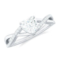 Lab Created Diamond Heart Crossover Engagement Ring - Two & Gathered