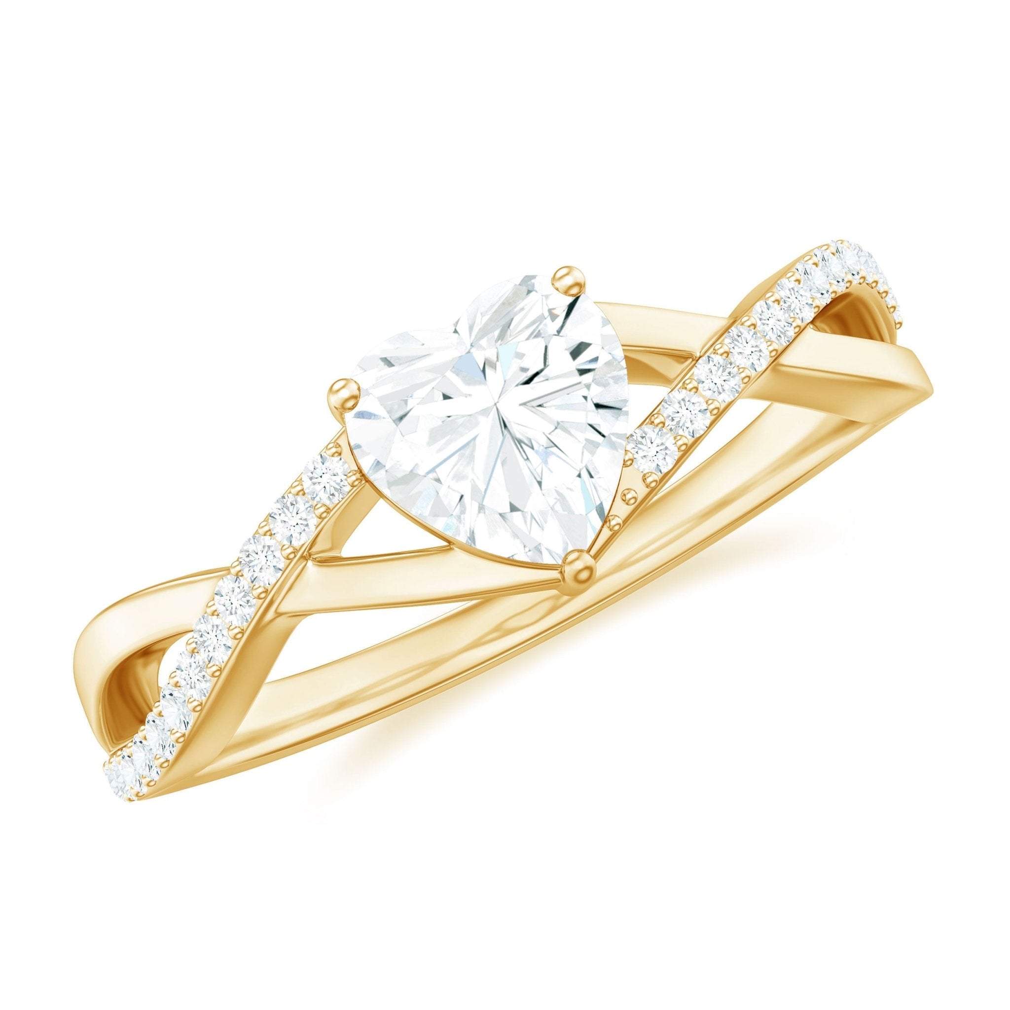 Lab Created Diamond Heart Crossover Engagement Ring - Two & Gathered