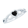 Lab Grown Black Diamond Heart Engagement Ring with Criss Cross Shank - Two & Gathered