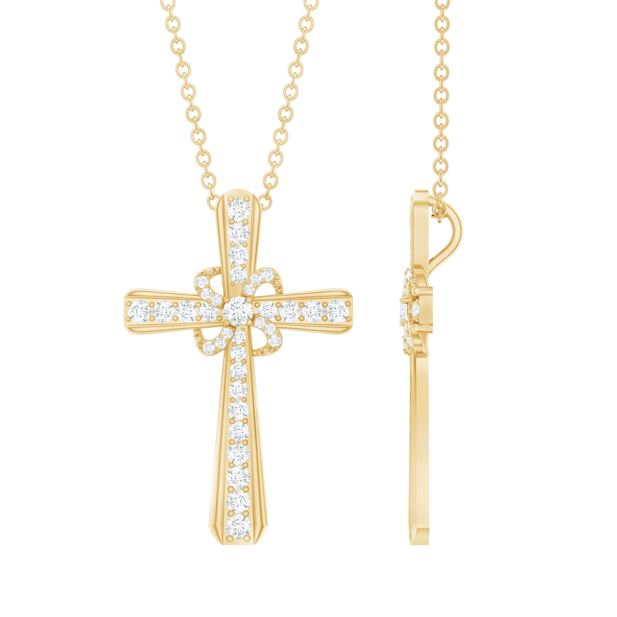 Lab Grown Diamond Catholic Cross Necklace - Two & Gathered