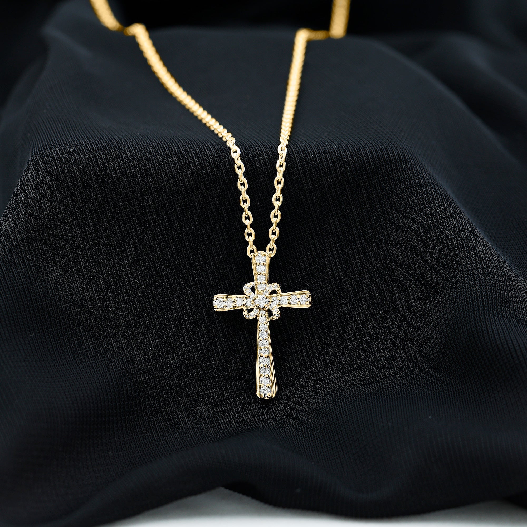 Lab Grown Diamond Catholic Cross Necklace - Two & Gathered