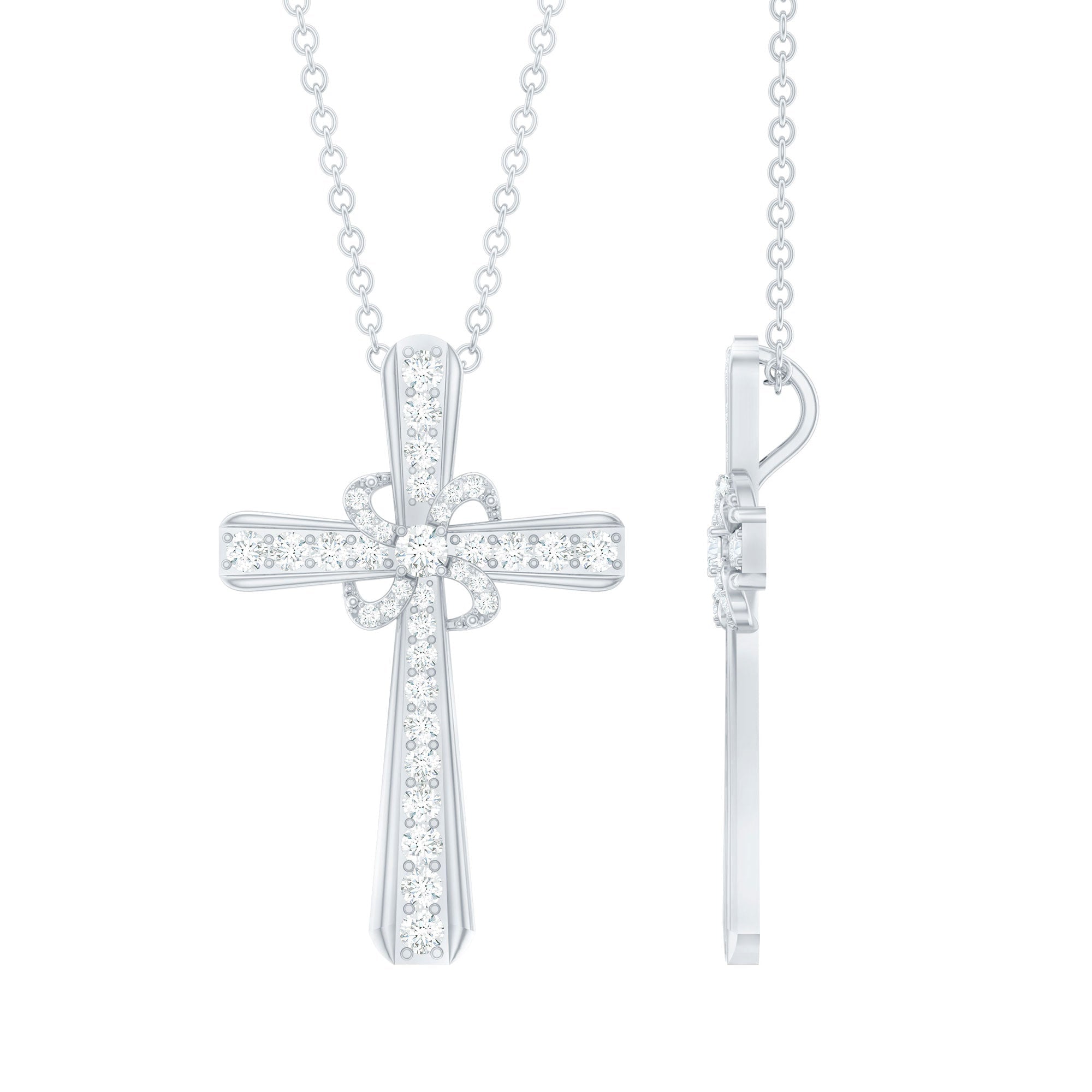 Lab Grown Diamond Catholic Cross Necklace - Two & Gathered