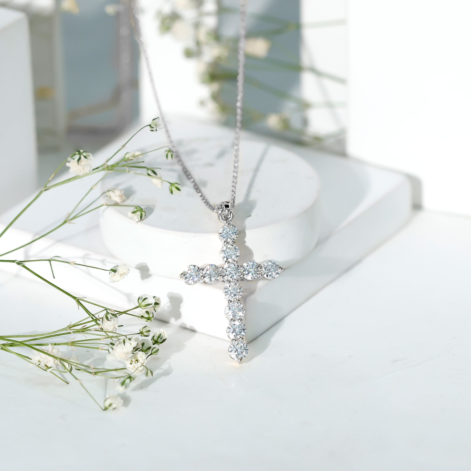 Lab Grown Diamond Catholic Cross Necklace for Women - Two & Gathered