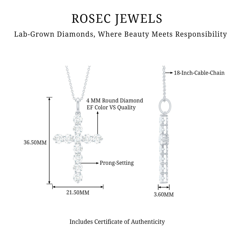 Lab Grown Diamond Catholic Cross Necklace for Women - Two & Gathered
