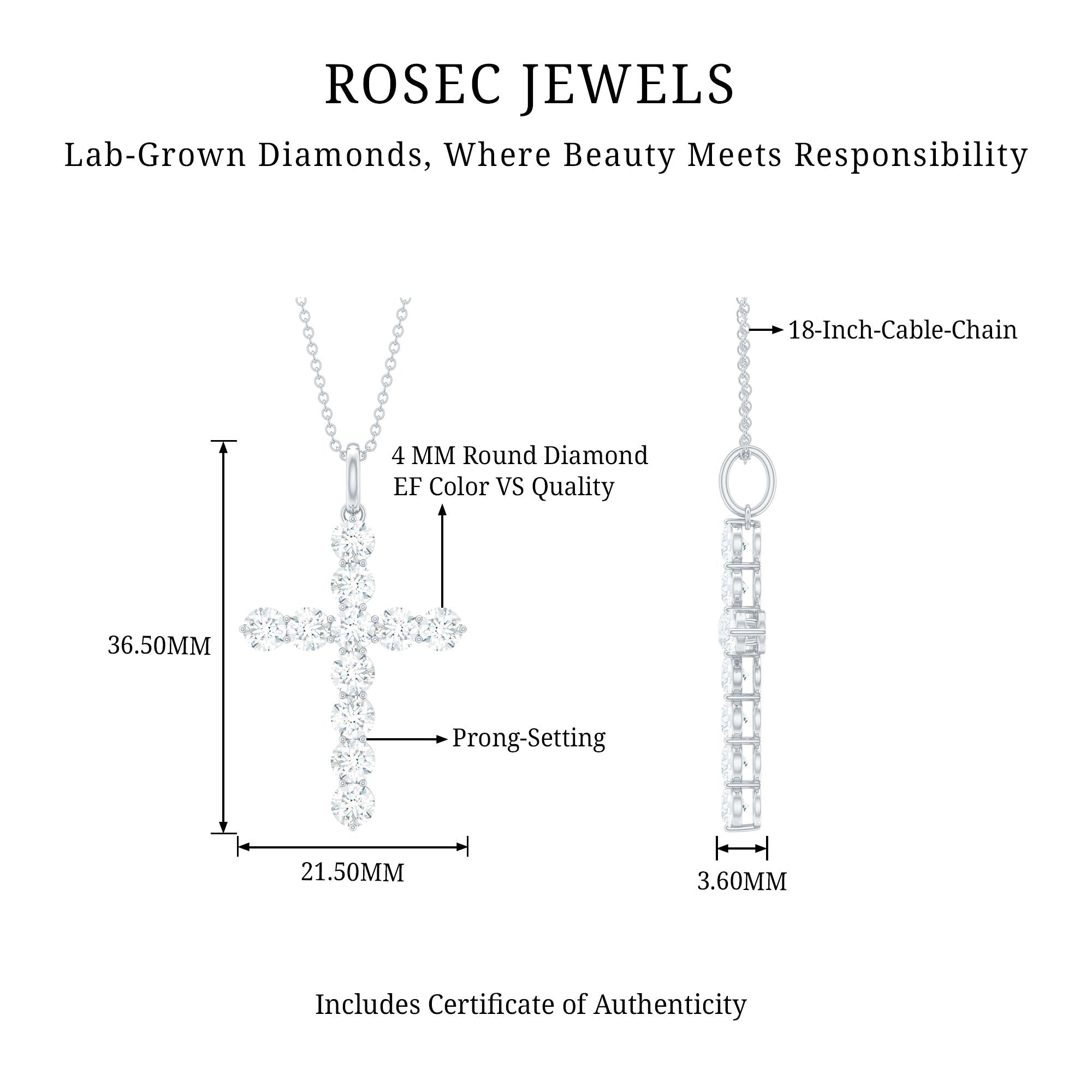 Lab Grown Diamond Catholic Cross Necklace for Women - Two & Gathered