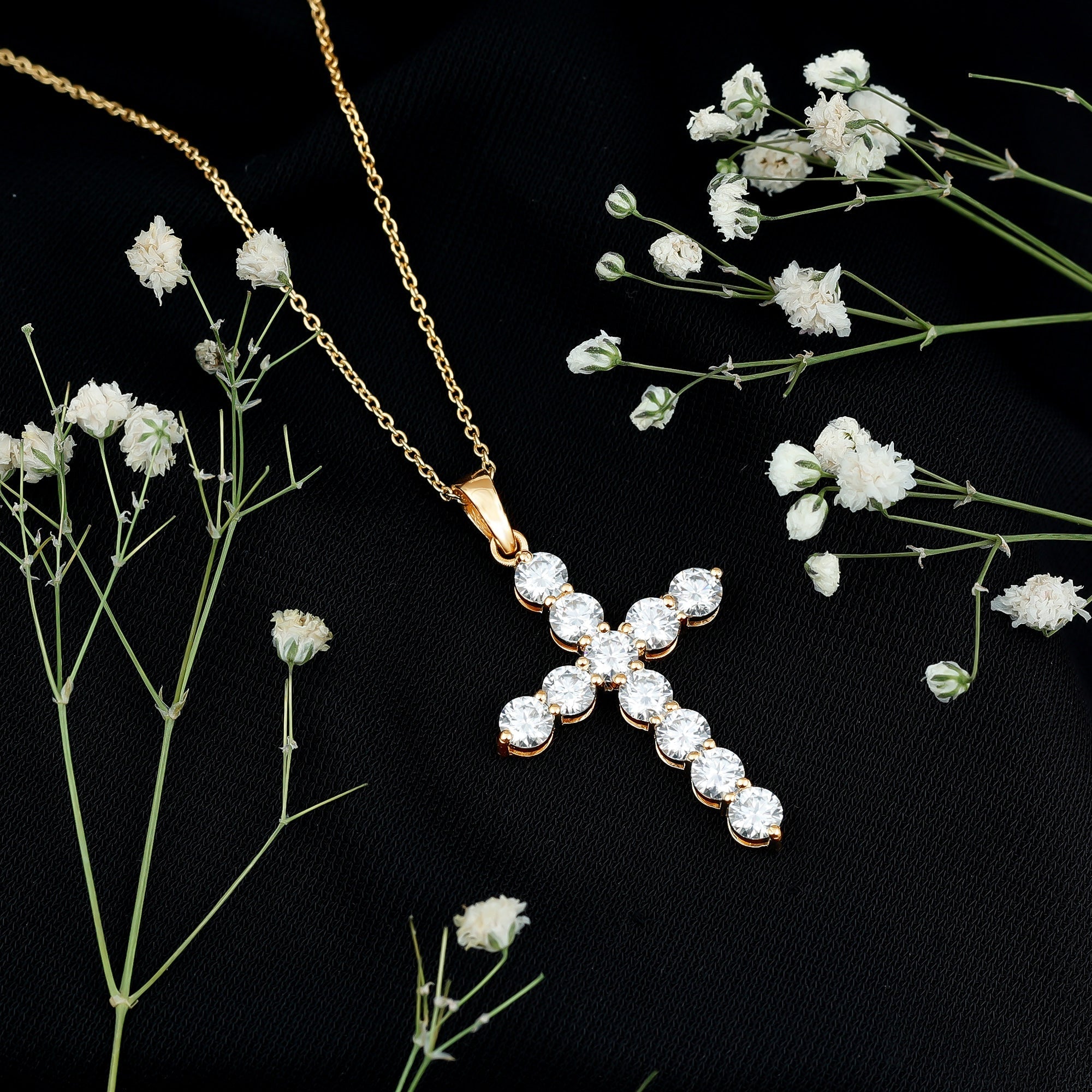 Lab Grown Diamond Catholic Cross Necklace for Women - Two & Gathered