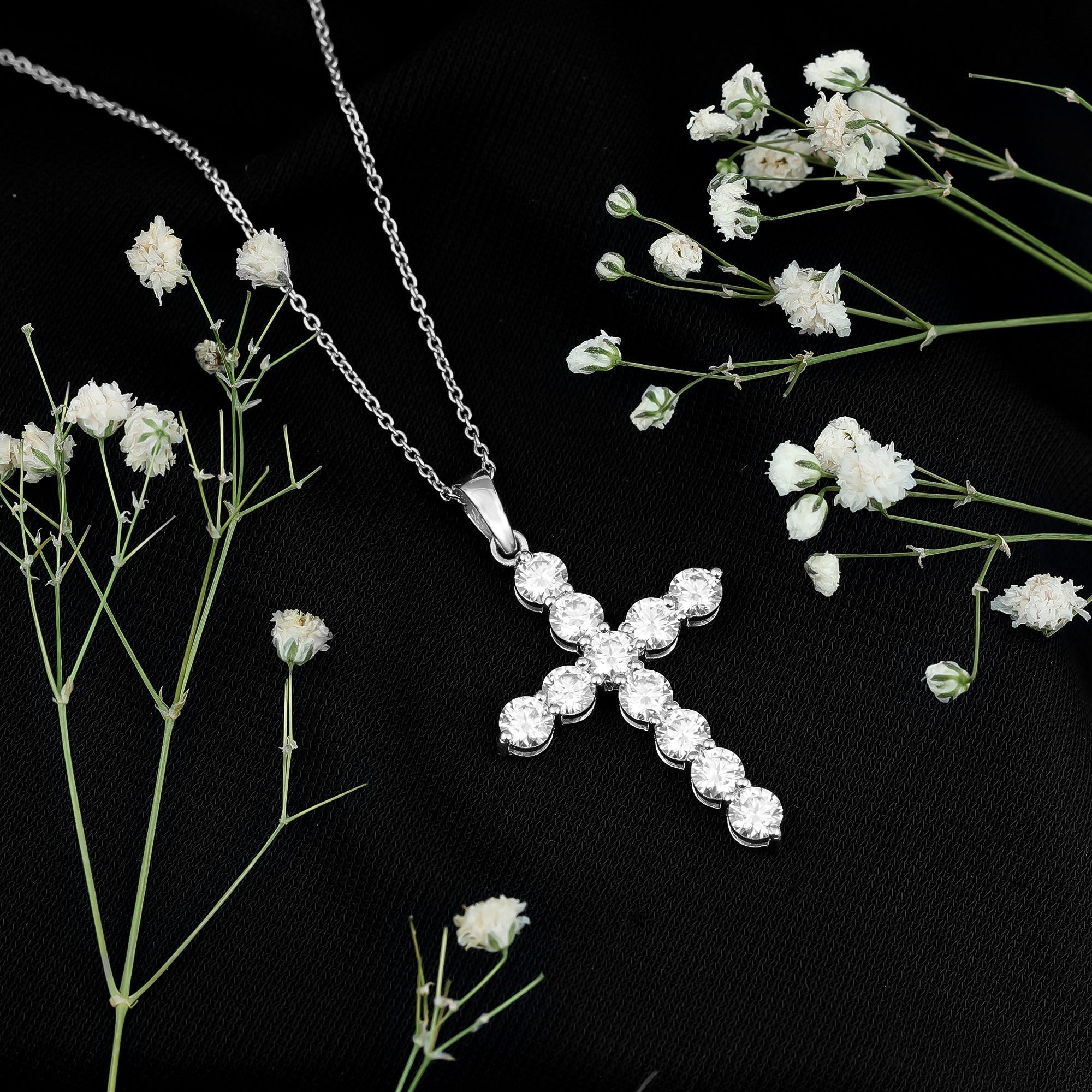 Lab Grown Diamond Catholic Cross Necklace for Women - Two & Gathered