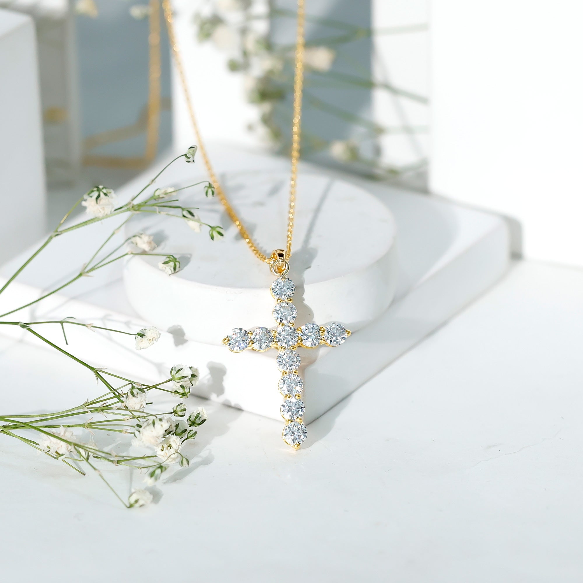 Lab Grown Diamond Catholic Cross Necklace for Women - Two & Gathered