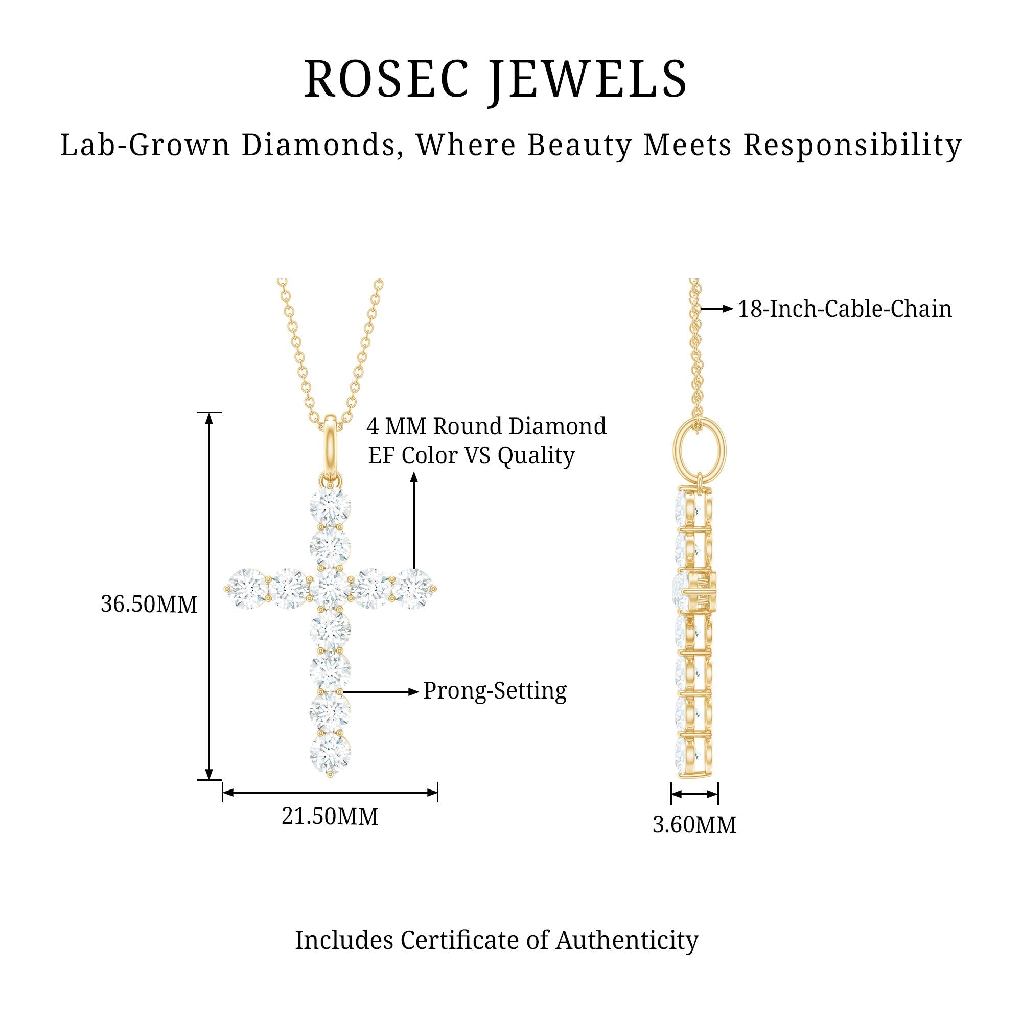 Lab Grown Diamond Catholic Cross Necklace for Women - Two & Gathered