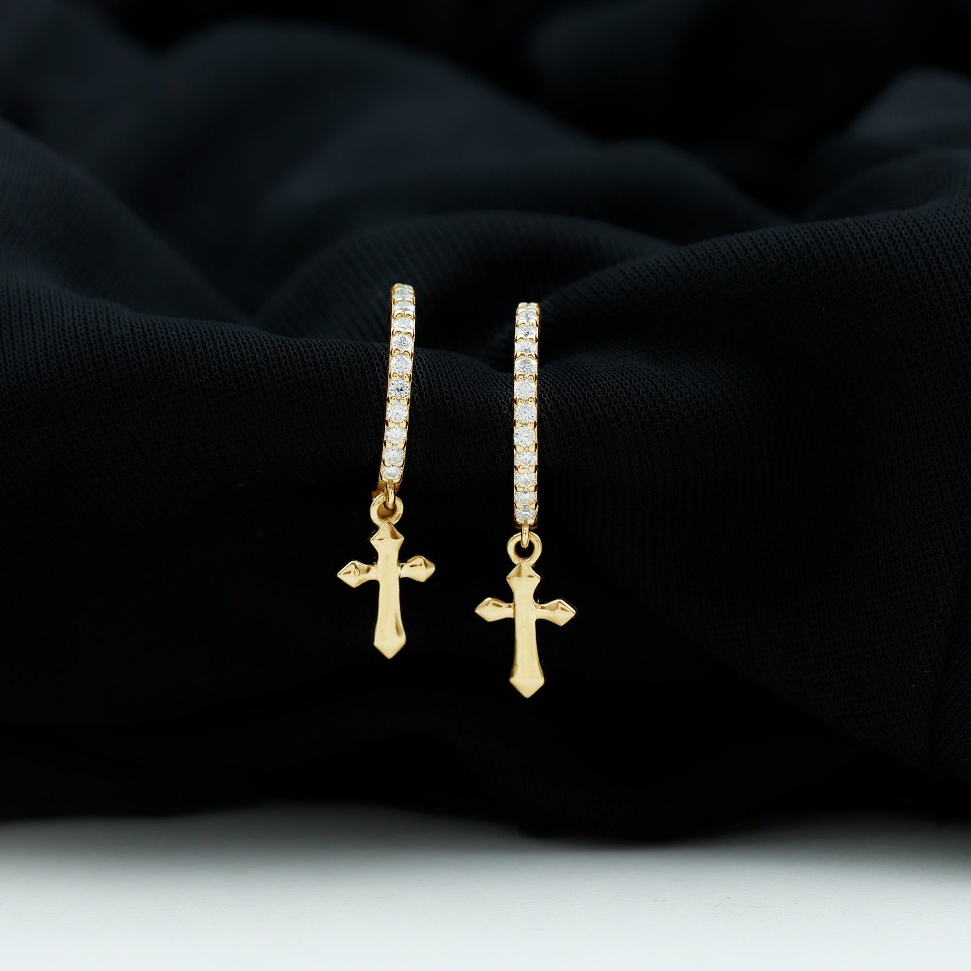 Lab Grown Diamond Holy Cross Hoop Drop Earrings For Women - Two & Gathered