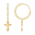 Lab Grown Diamond Holy Cross Hoop Drop Earrings For Women - Two & Gathered