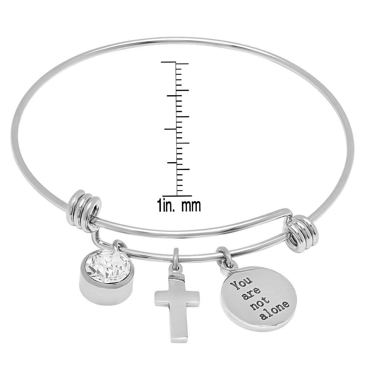 Ladies 18K Gold Plated Stainless Steel Bracelet with Our Father, Faith and Cross Charms - Two & Gathered