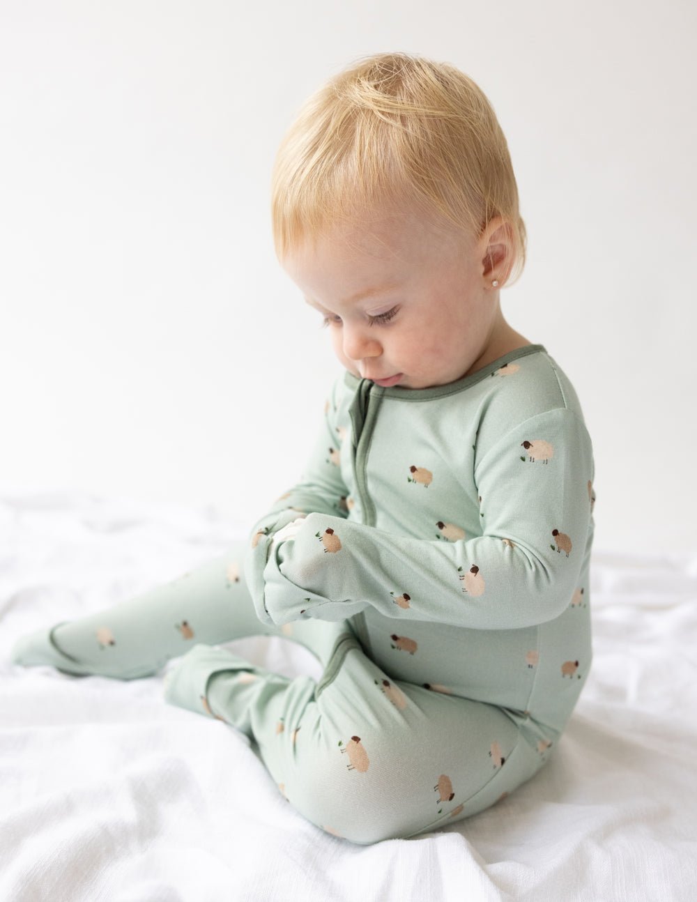 Lamb Bamboo Convertible Footed Onesie - Two & Gathered