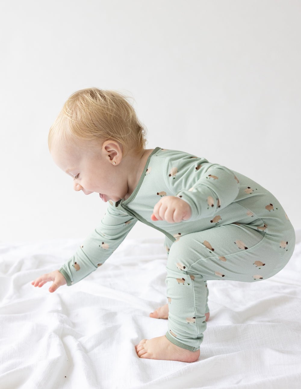 Lamb Bamboo Convertible Footed Onesie - Two & Gathered