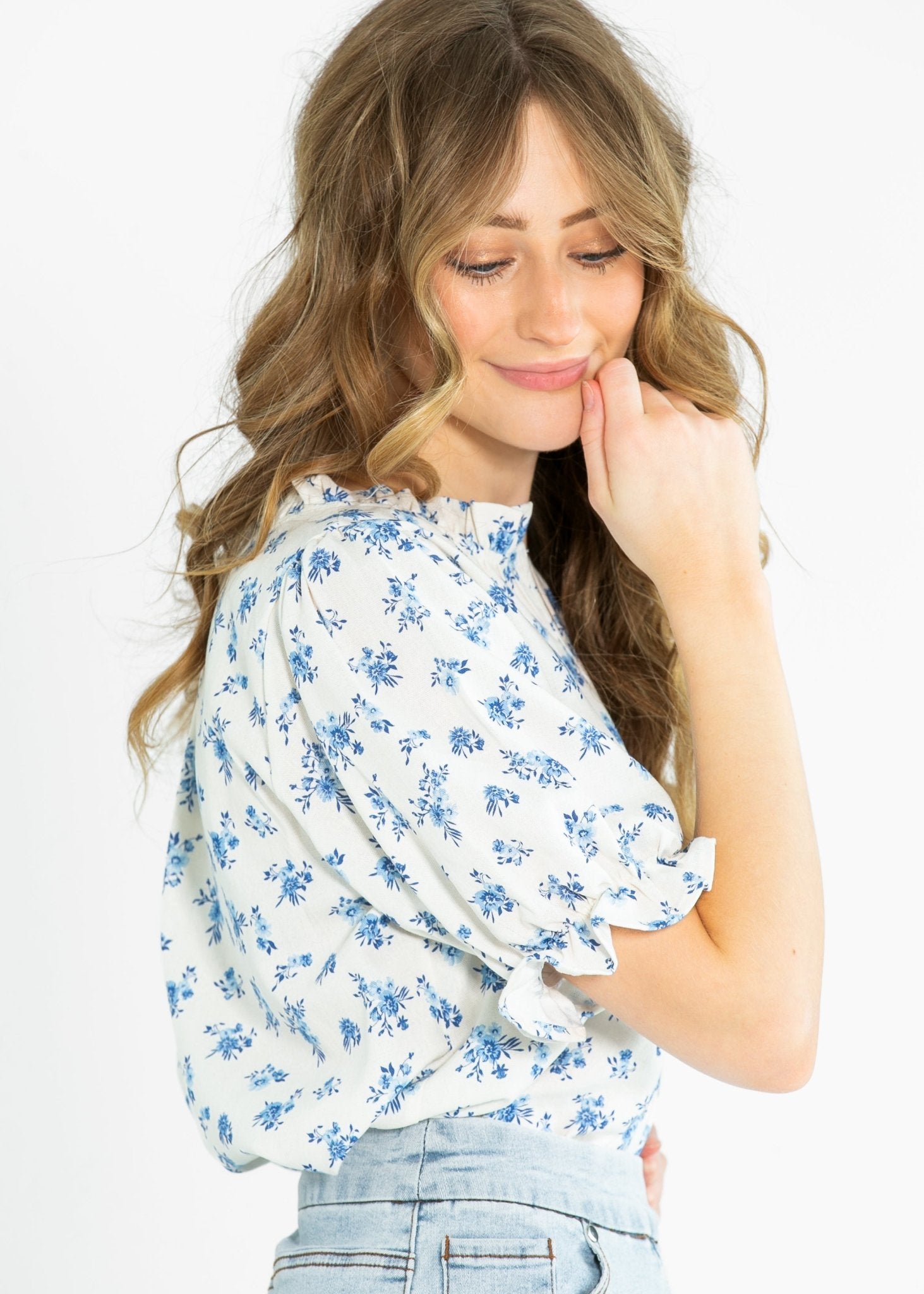 Laurel V - neck Floral Short Sleeve Top - Two & Gathered