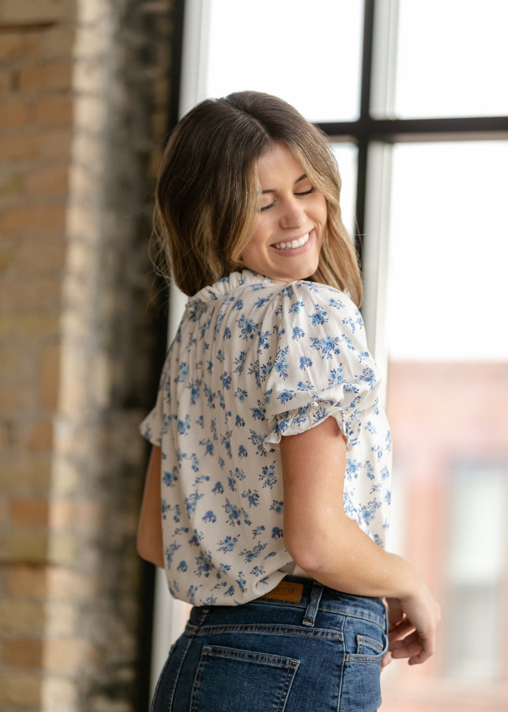 Laurel V - neck Floral Short Sleeve Top - Two & Gathered
