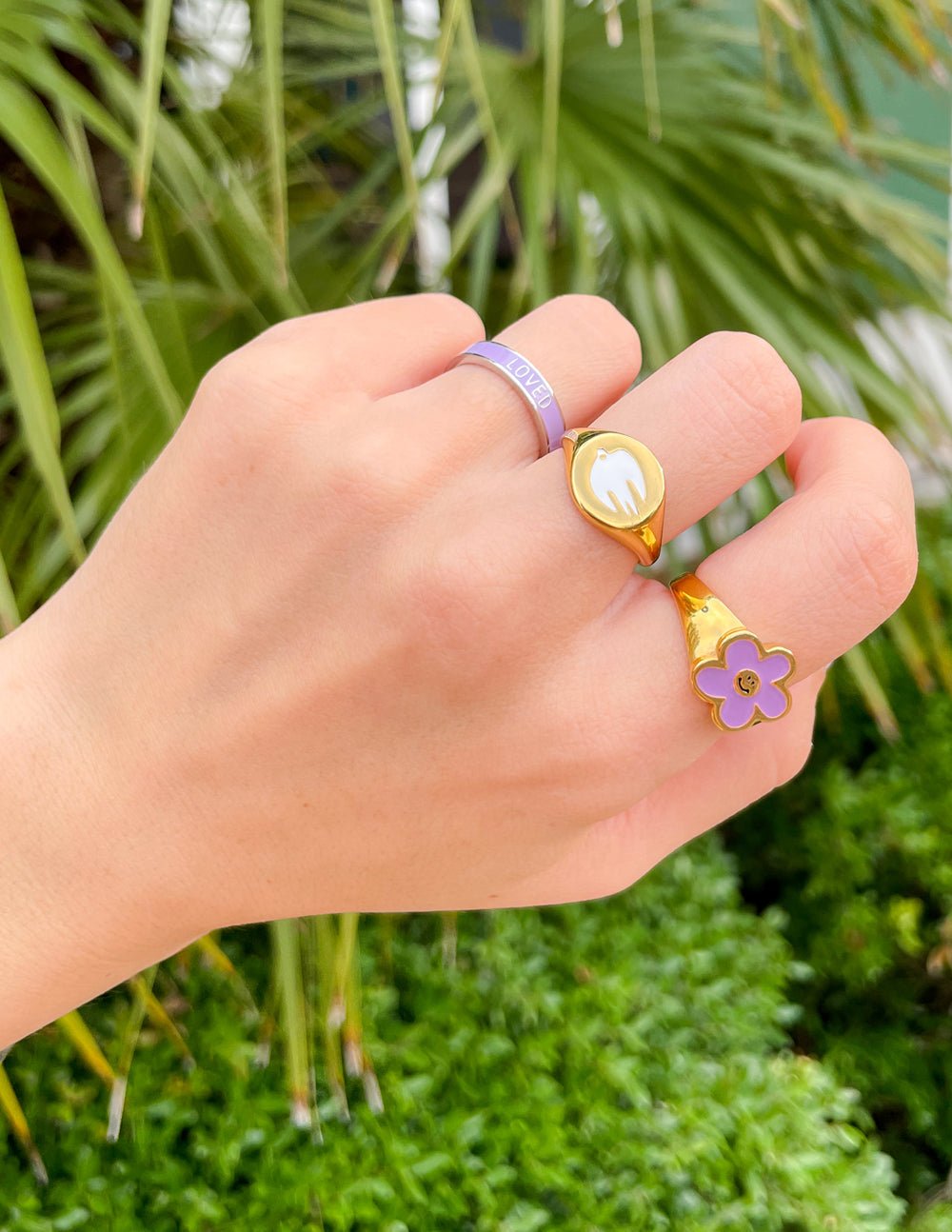 Lavender Enamel Loved Ring - Two & Gathered