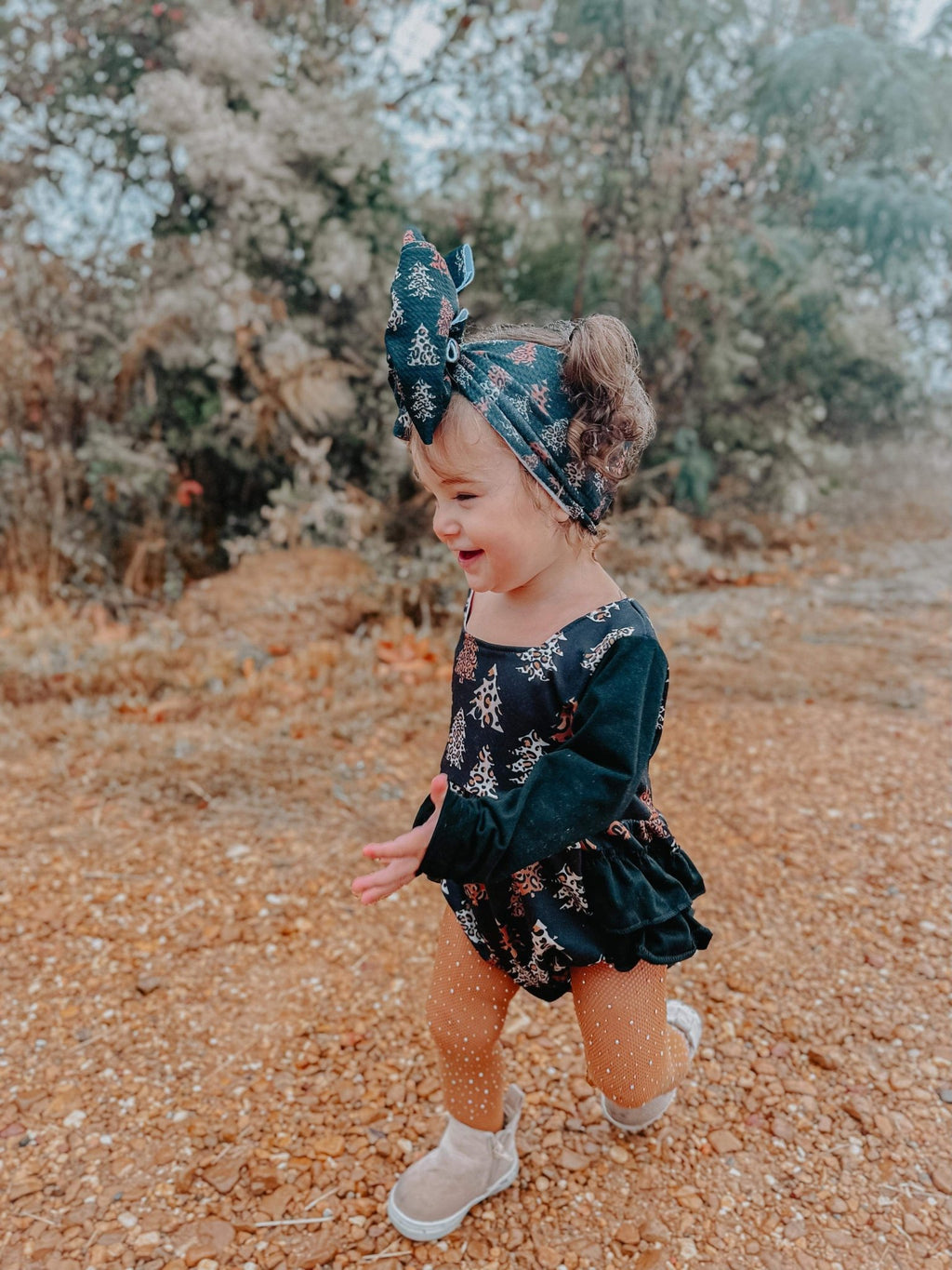 Leopard trees ruffle romper - Two & Gathered