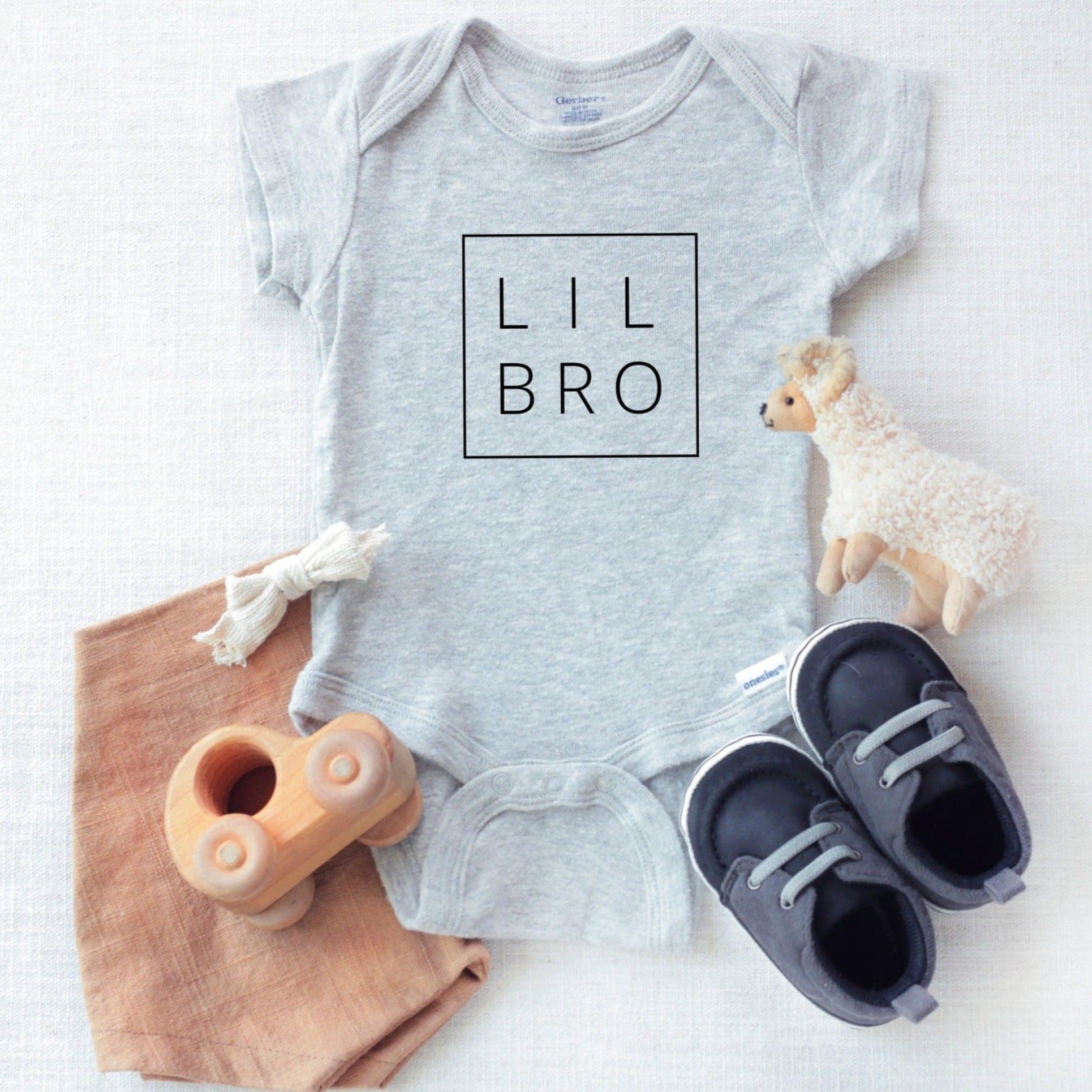 Lil Bro baby Onesie - Pregnancy Announcement Sibling shirts, Little Brother - Two & Gathered