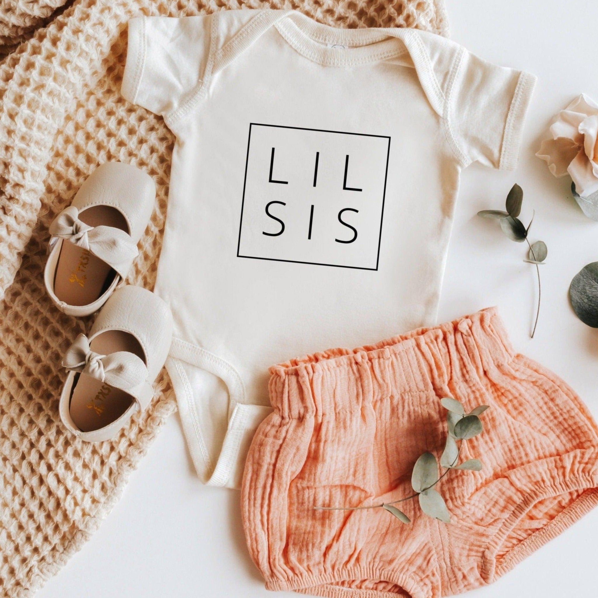 Lil Sis baby Onesie - Pregnancy Announcement Sibling shirts - Two & Gathered