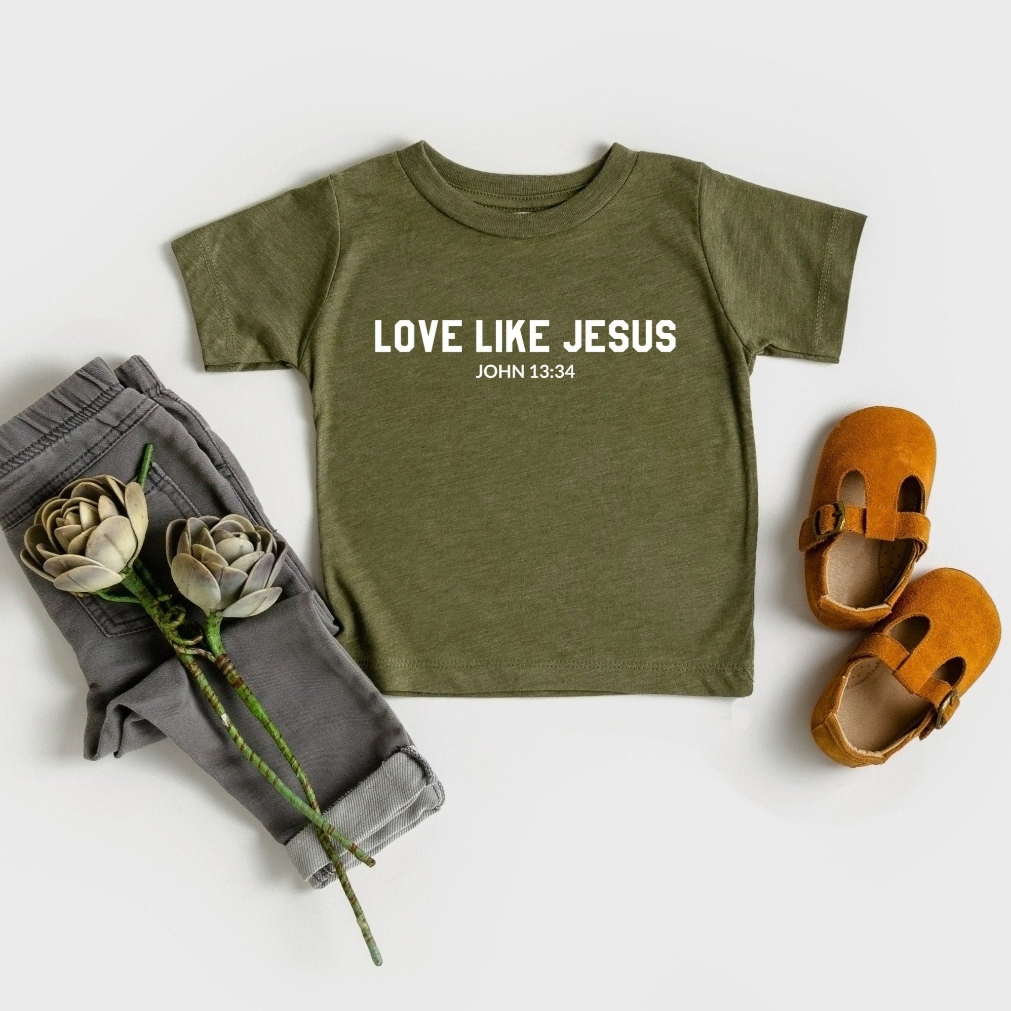 Love Like Jesus Christian Bible Baby and Toddler and Youth T shirt | Thanksgiving - Two & Gathered