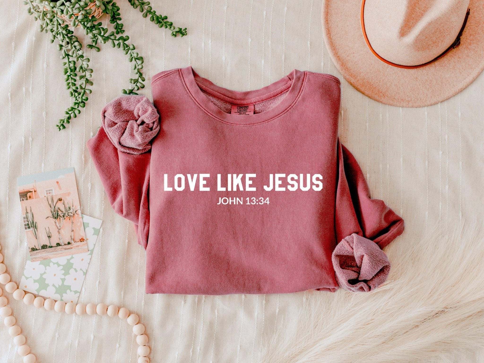Love Like Jesus Christian Garment Dyed Comfort Colors Sweatshirt - Two & Gathered
