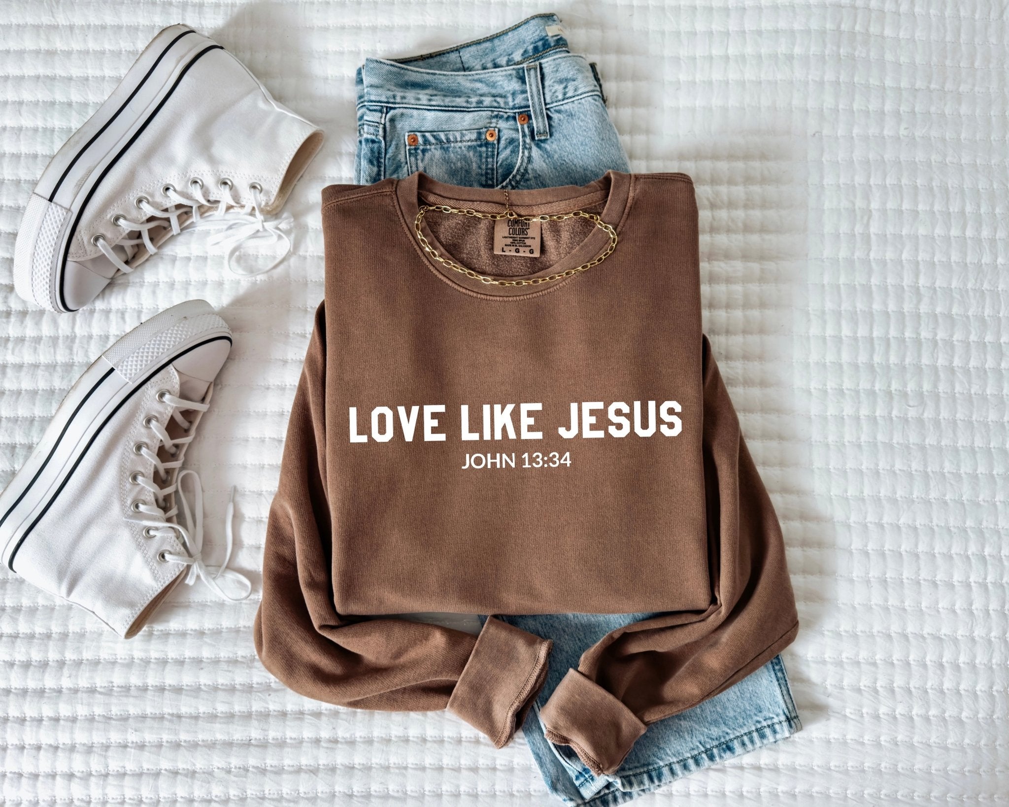 Love Like Jesus Christian Garment Dyed Comfort Colors Sweatshirt - Two & Gathered