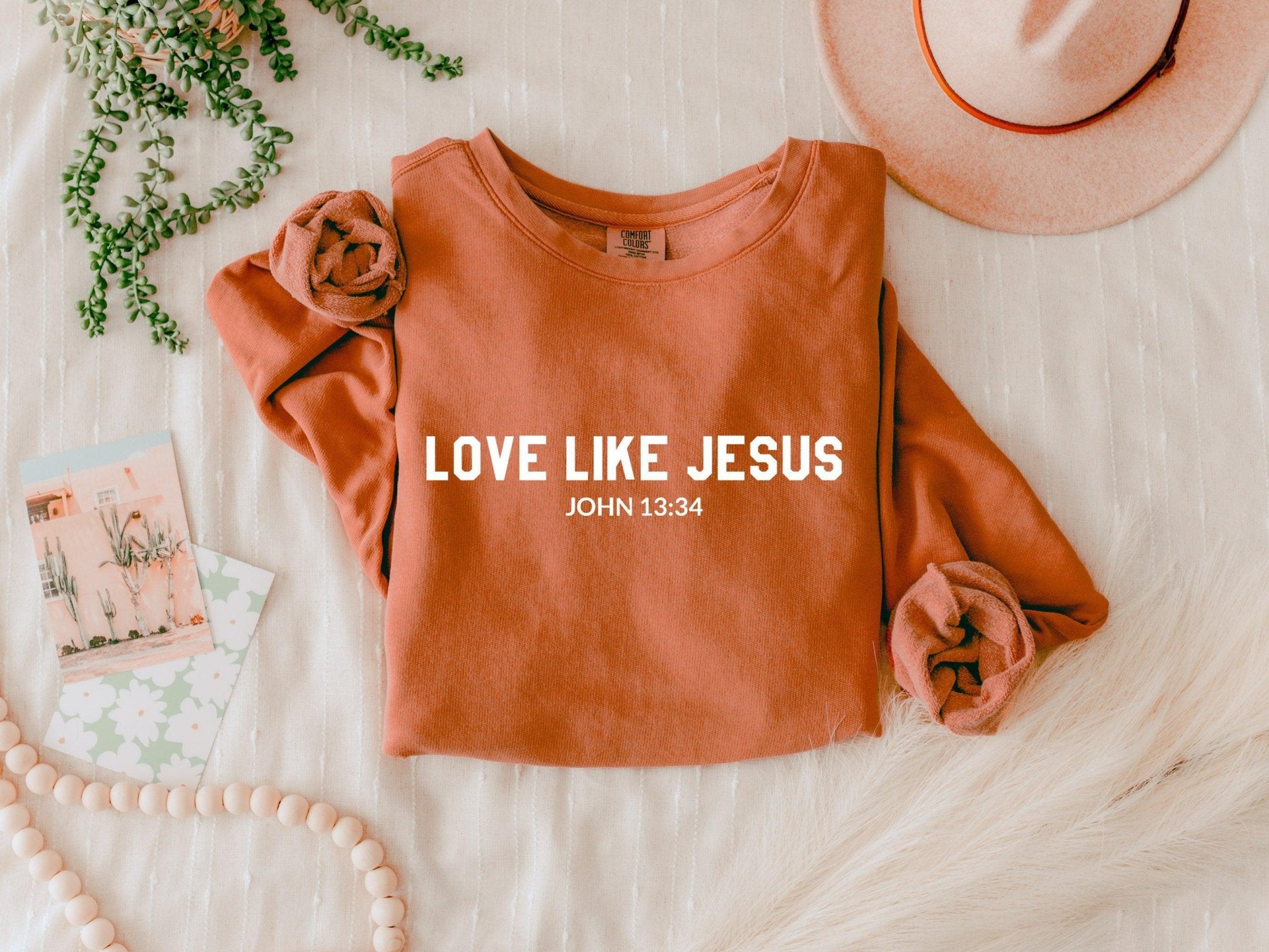 Love Like Jesus Christian Garment Dyed Comfort Colors Sweatshirt - Two & Gathered