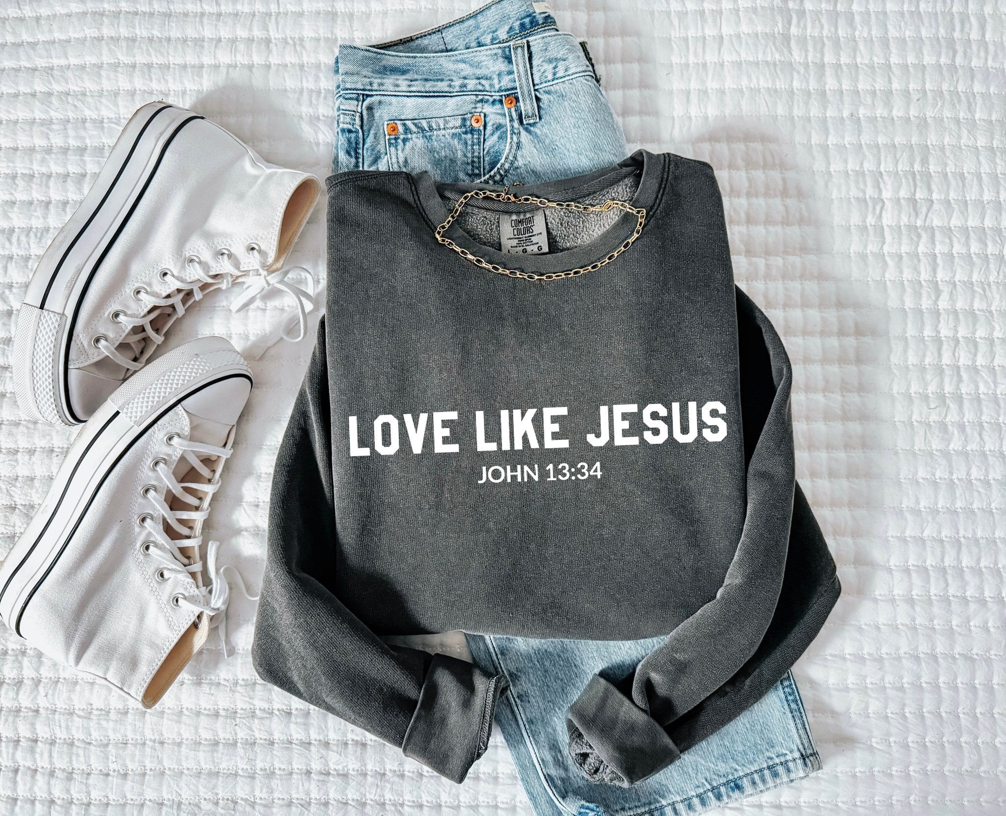 Love Like Jesus Christian Garment Dyed Comfort Colors Sweatshirt - Two & Gathered