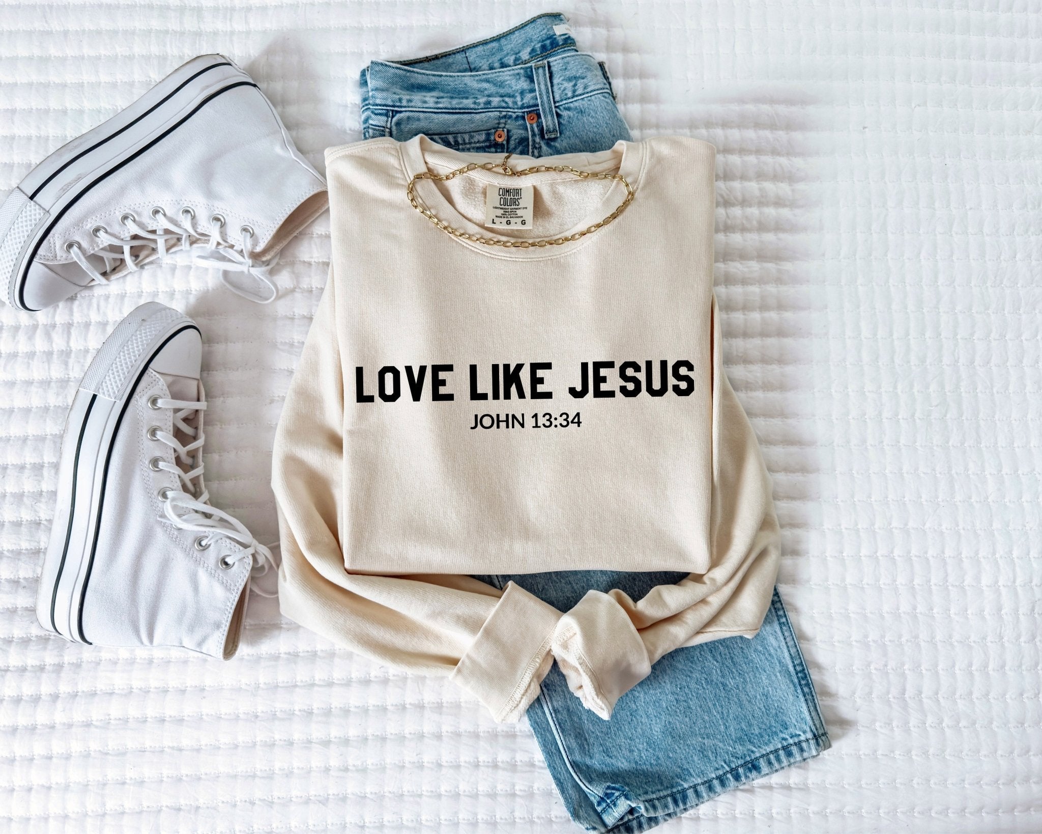 Love Like Jesus Christian Garment Dyed Comfort Colors Sweatshirt - Two & Gathered