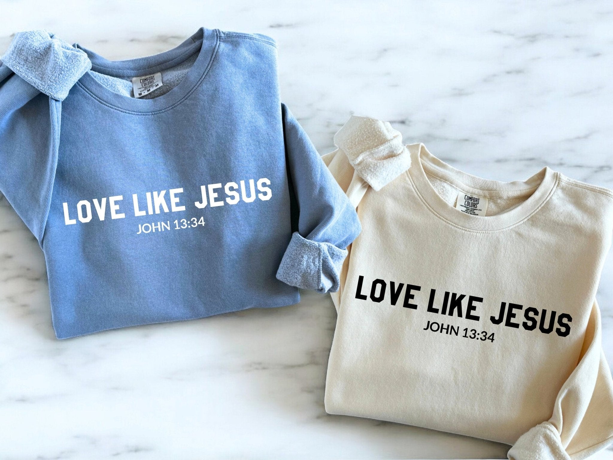 Love Like Jesus Christian Garment Dyed Comfort Colors Sweatshirt - Two & Gathered