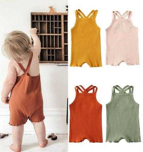 Luxury Modern Baby Kids Boy and Girl Infant Romper Jumpsuit Cotton Outfits Set Ribbed Solid Clothes For Kids - Two & Gathered