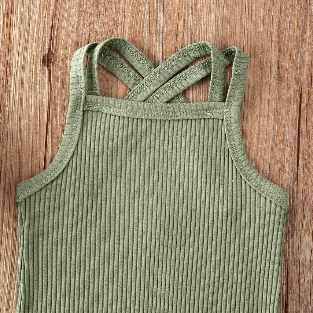 Luxury Modern Baby Kids Boy and Girl Infant Romper Jumpsuit Cotton Outfits Set Ribbed Solid Clothes For Kids - Two & Gathered