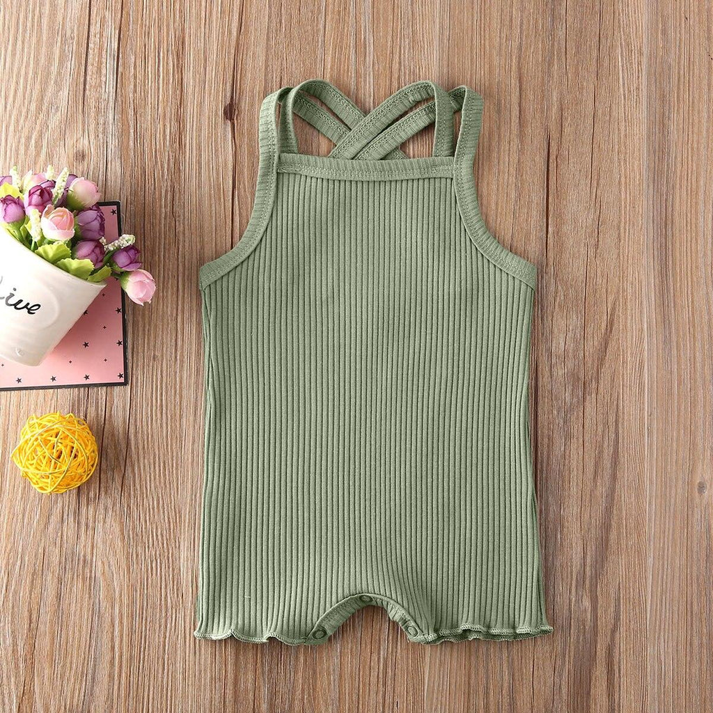 Luxury Modern Baby Kids Boy and Girl Infant Romper Jumpsuit Cotton Outfits Set Ribbed Solid Clothes For Kids - Two & Gathered