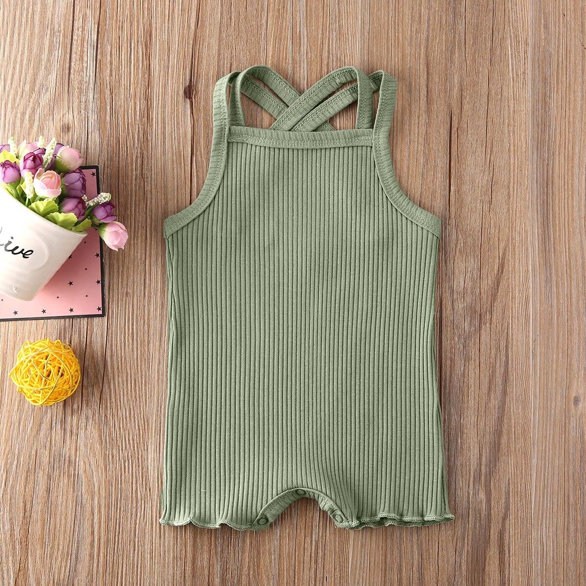 Luxury Modern Baby Kids Boy and Girl Infant Romper Jumpsuit Cotton Outfits Set Ribbed Solid Clothes For Kids - Two & Gathered