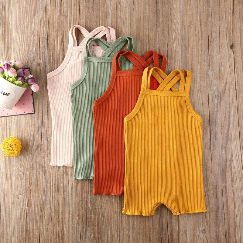Luxury Modern Baby Kids Boy and Girl Infant Romper Jumpsuit Cotton Outfits Set Ribbed Solid Clothes For Kids - Two & Gathered