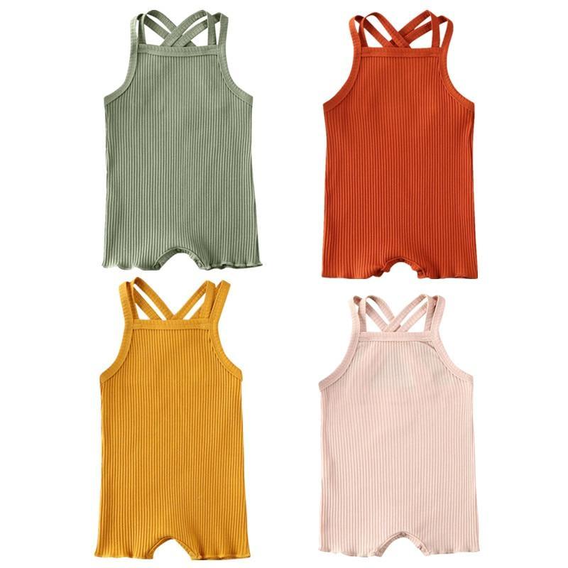 Luxury Modern Baby Kids Boy and Girl Infant Romper Jumpsuit Cotton Outfits Set Ribbed Solid Clothes For Kids - Two & Gathered