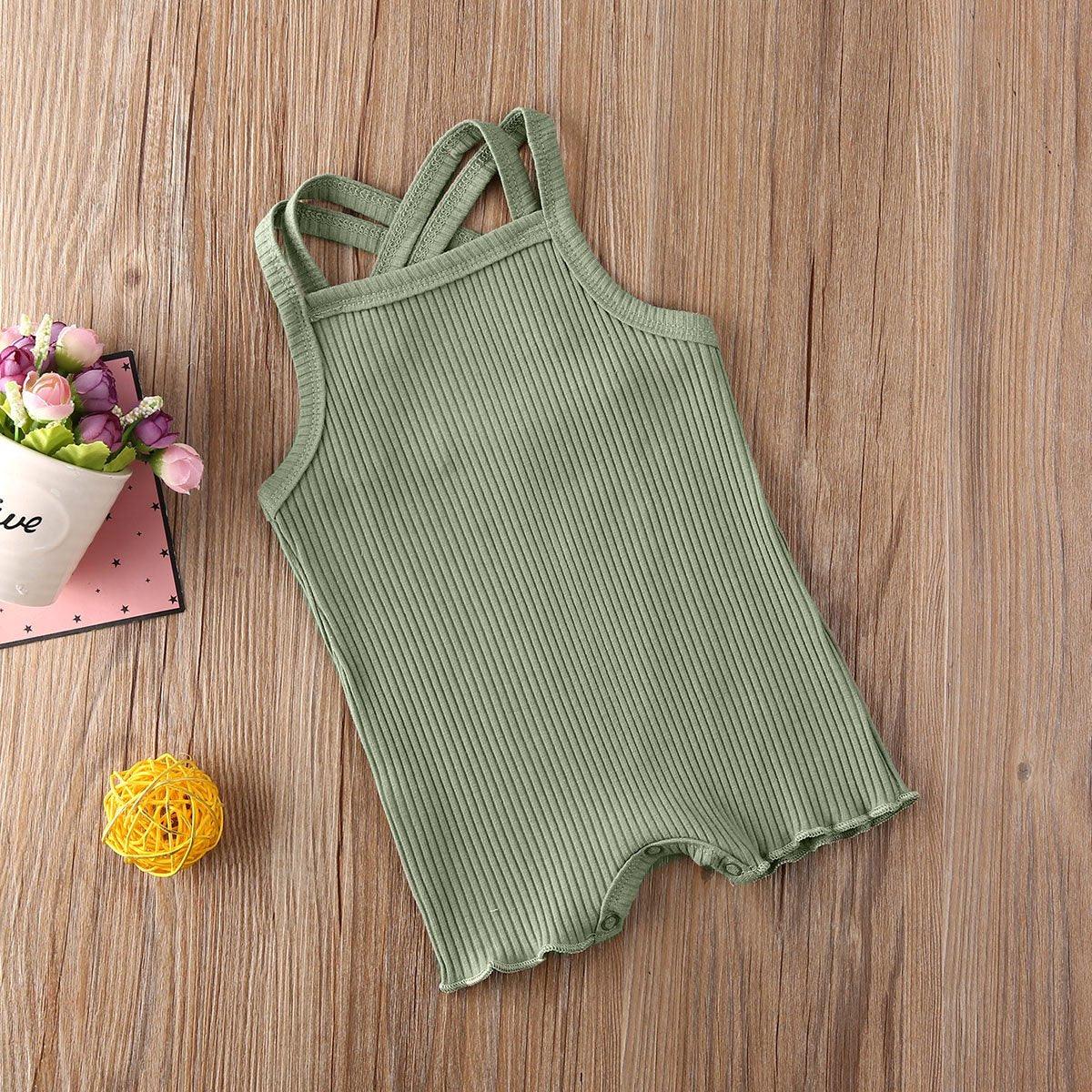 Luxury Modern Baby Kids Boy and Girl Infant Romper Jumpsuit Cotton Outfits Set Ribbed Solid Clothes For Kids - Two & Gathered