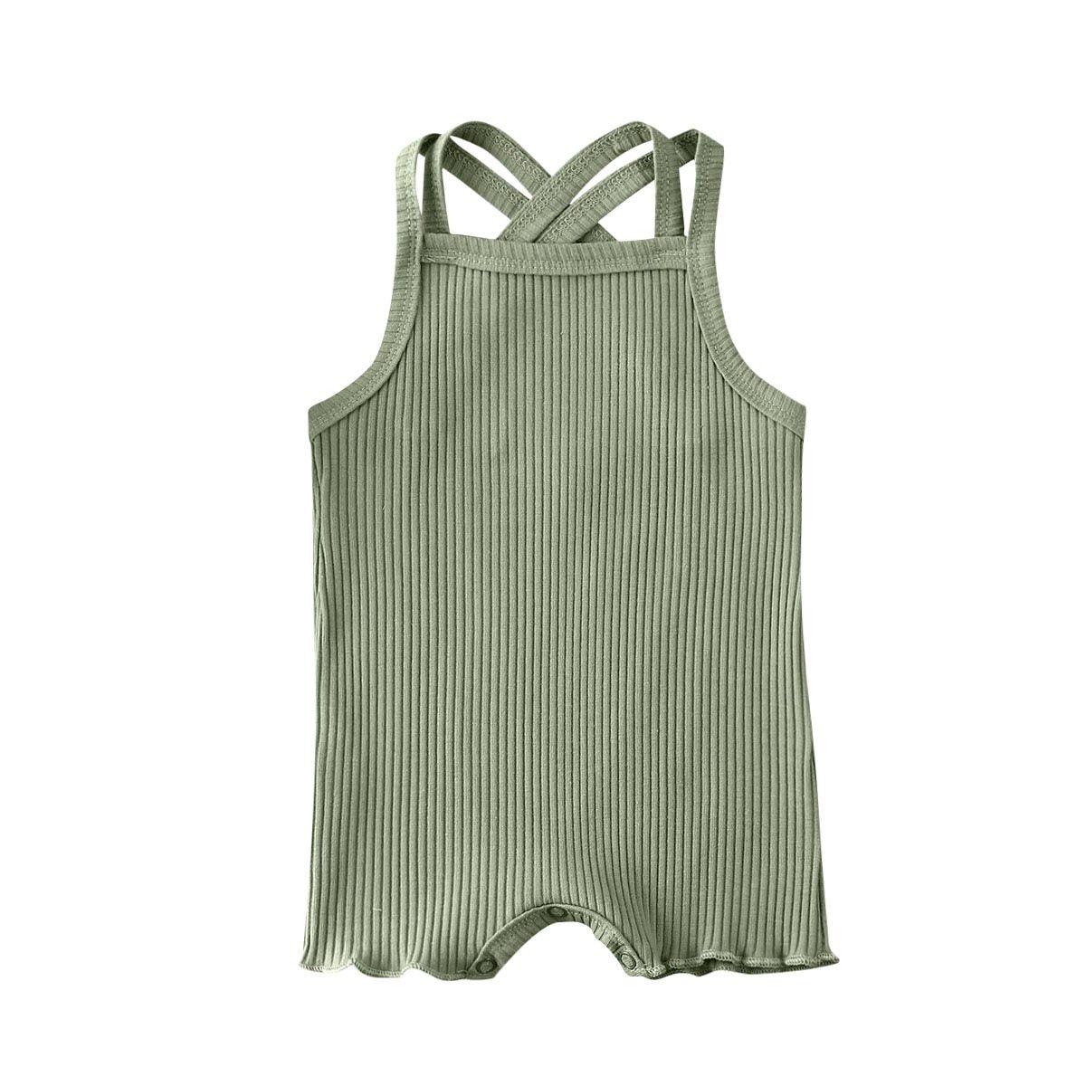 Luxury Modern Baby Kids Boy and Girl Infant Romper Jumpsuit Cotton Outfits Set Ribbed Solid Clothes For Kids - Two & Gathered