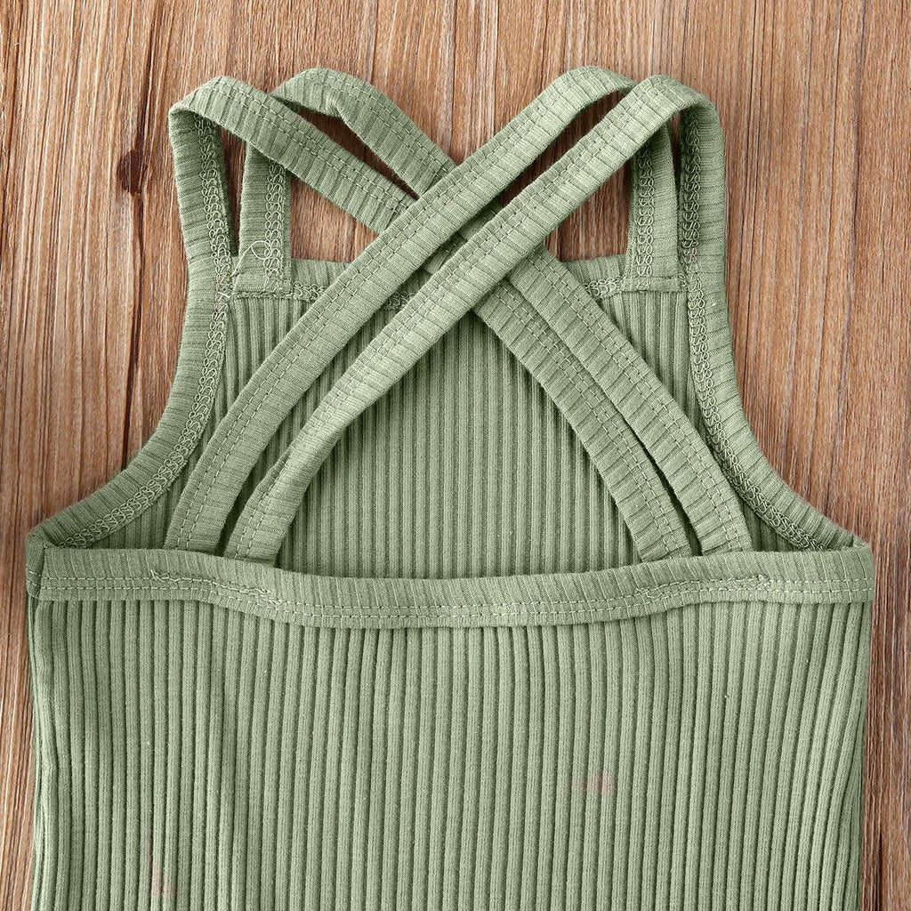 Luxury Modern Baby Kids Boy and Girl Infant Romper Jumpsuit Cotton Outfits Set Ribbed Solid Clothes For Kids - Two & Gathered