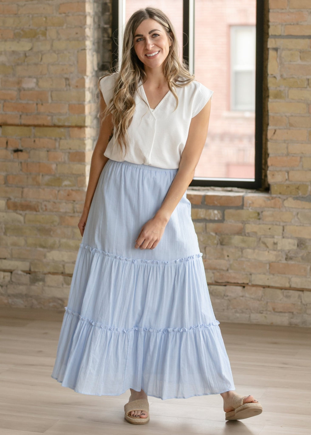 Madison V - neck Short Sleeve Flowy Top - Two & Gathered